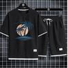 Men's Sets Waffle Summer Casual T Shirt + Shorts Suit Basketball Tracksuit Letter Print Solid Color Tracksuit Loose Suit