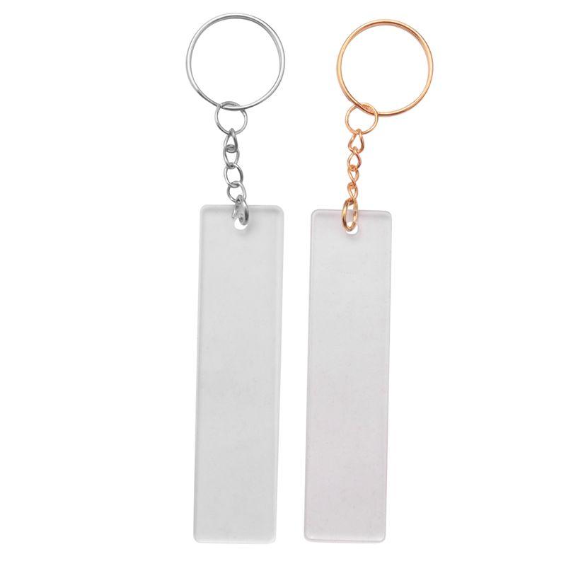 A95D-150Pcs Acrylic Keychain Blank With Rings For Vinyl, Clear Key Chains Rectangle Acrylic Blanks For DIY Crafts And Project
