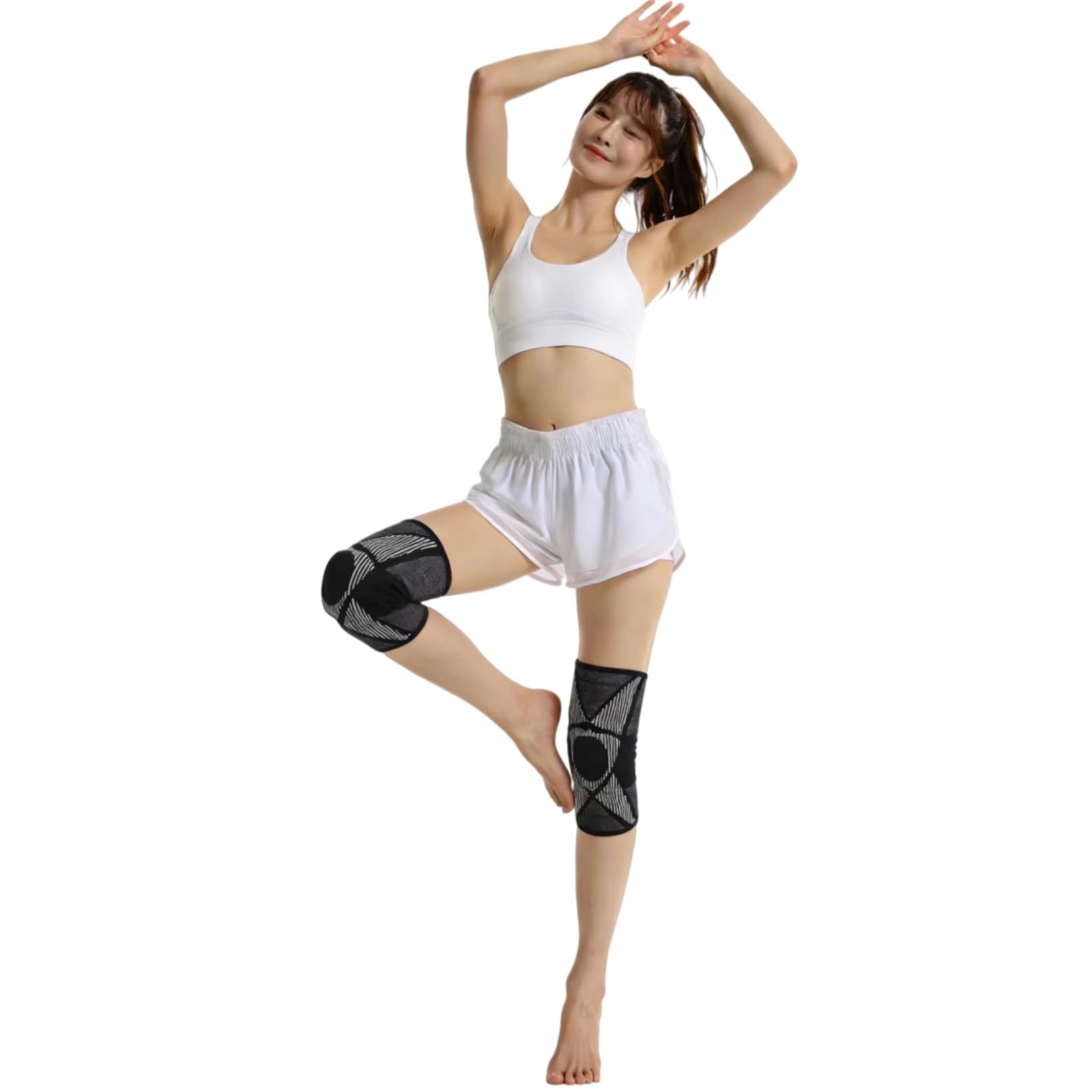 SHINIQLORA Knee Support Easy Pads, Supportive, Breathable, Flexible, Stretchable, Sweat-Wicking, Quick-Drying, Shock-Absorbing, Movement, Unisex, серый