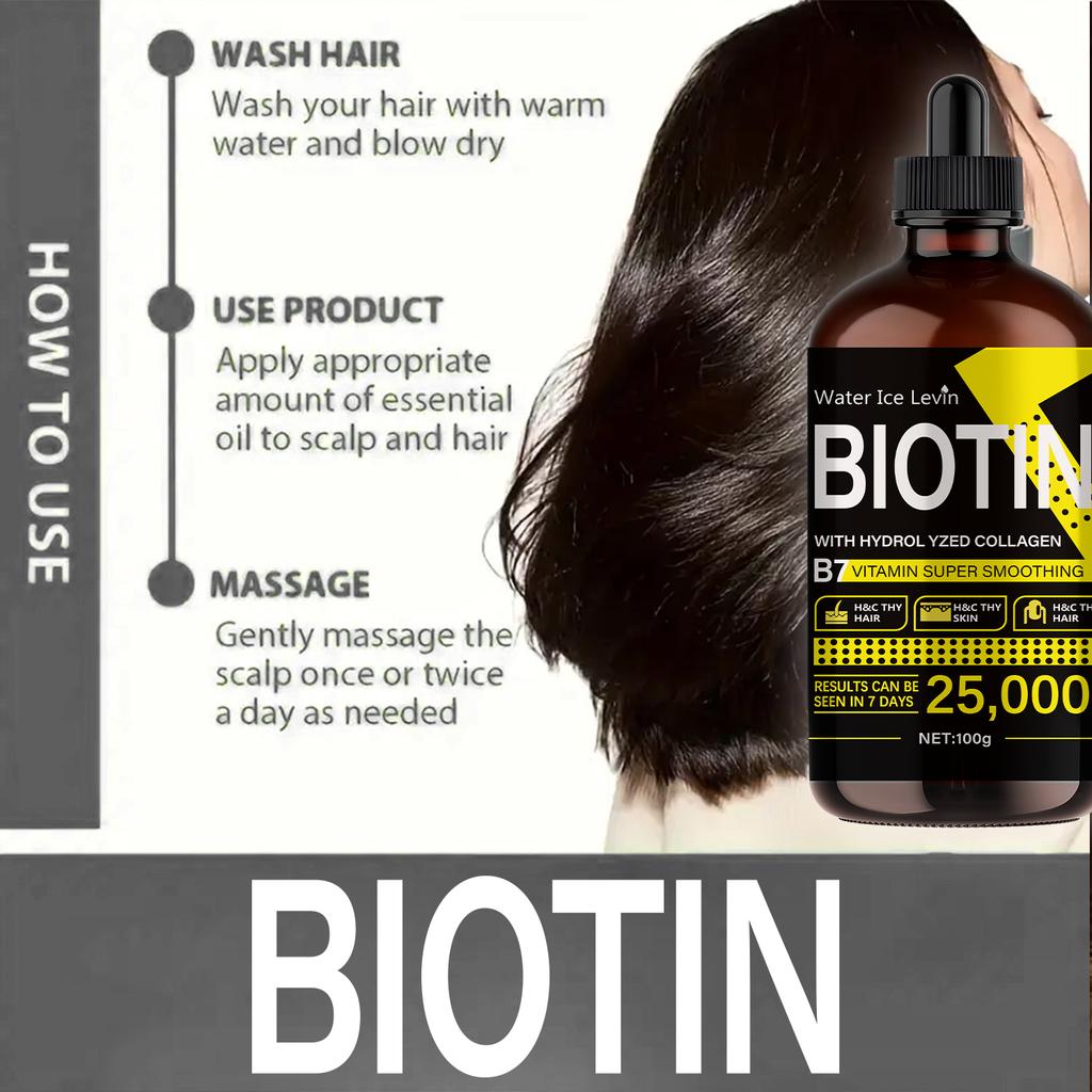 Biotin Hair Oil - Pure Liquid Vitamin, Hair Care, Hair Shine Enhancer - Unisex