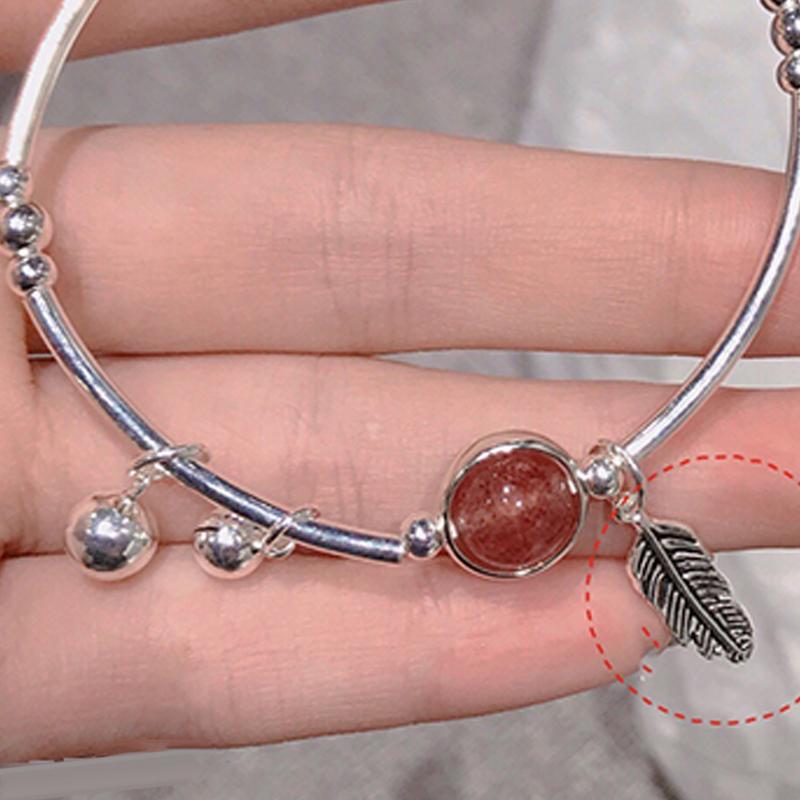 Kreatywna Różowa Piórkowa Srebrnego Koloru Koralikowa Bransoletka Temperament Liść Bransoletka Prosta Pasująca do Wszystkiego Biżuteria na Imprezę Prezent