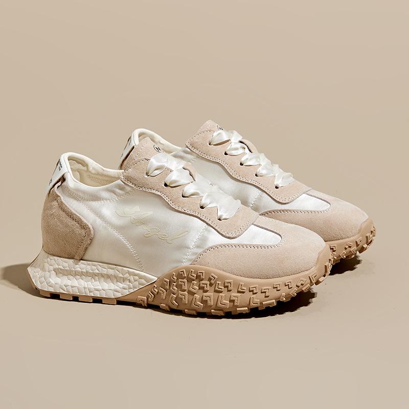 Summer breathable 7CM inner height increase German training shoes women 2025 small casual sports silk ballet Forrest Gump shoes