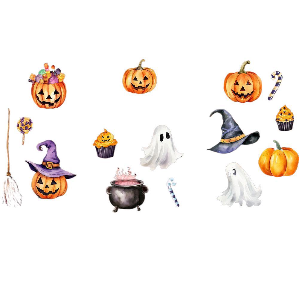 Double-Sided Halloween Window Clings - Little Devil & Pumpkin Decor Stickers for Glass Doors