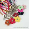 Cross-Border PU Leather Sunflower Keychain and Phone Lanyard, Color-Blocked Flower Pendant for Women's Bags.