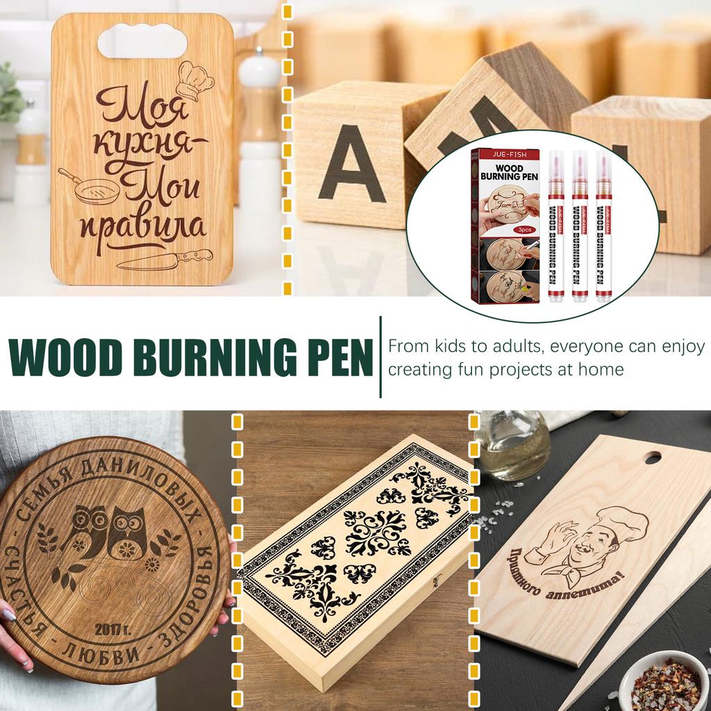 3 Stück Holzbrandstift Schmor Kreativ Chemisch Holzgebrannter Marker Pyrographie Stifte für DIY Kunst Feine Spitze Holzbearbeitungsmarker