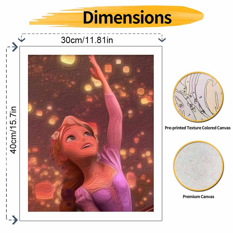 Disney Rapunzel oil painting drawing art lantern scene handmade diy painting home decoration gift