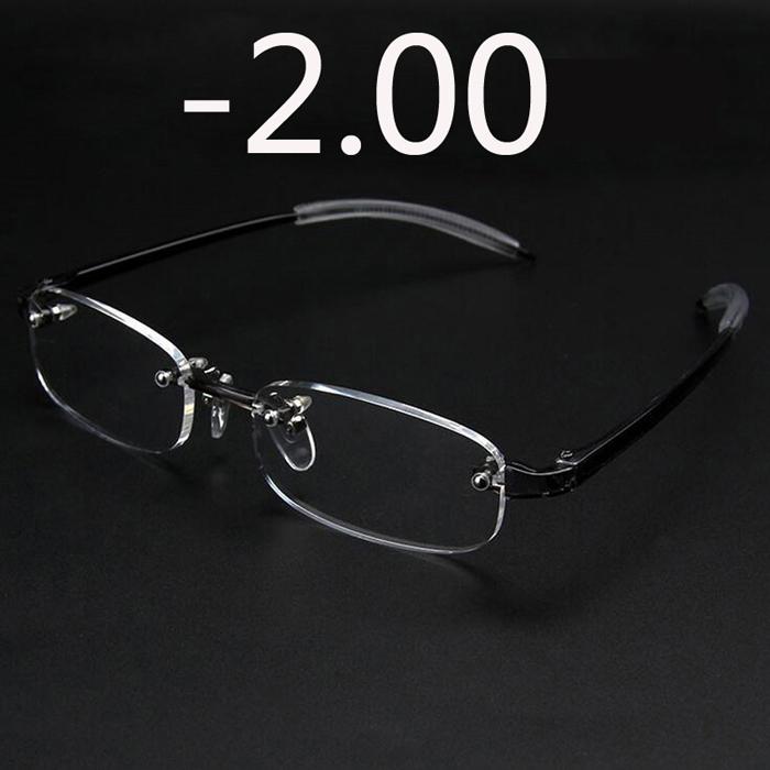 New Frameless Myopic Glasses Gray Frame Eyeglasses Men Women Rimless Super Light Frame Myopia Glasses 100 ~ 400 Degrees