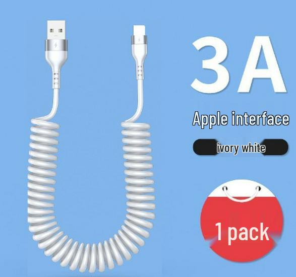 120W Dual Type-C Spring Retractable Data Cable for Fast Charging, Compatible with Apple, Huawei, and Honor
