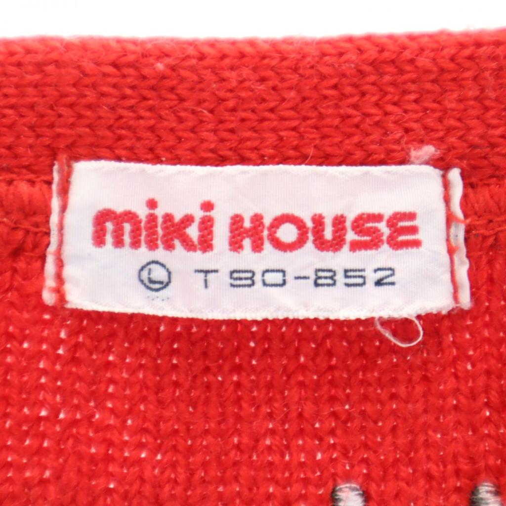 MIKIHOUSE Long Sleeve V-neck Knit Cardigan L Red Baseball Kid's Used