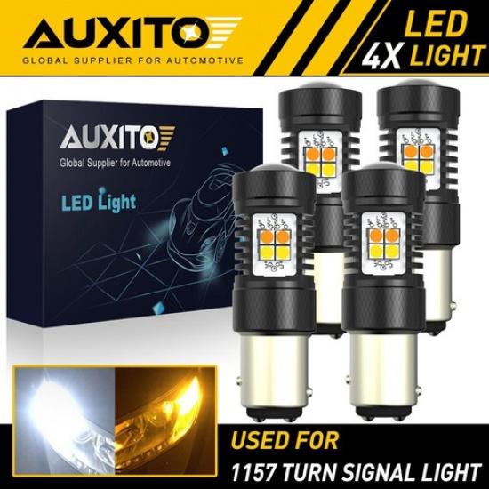 4X AUXITO Switchback LED Front Turn Signal Light Bulbs 1157 2357 Amber White EOA