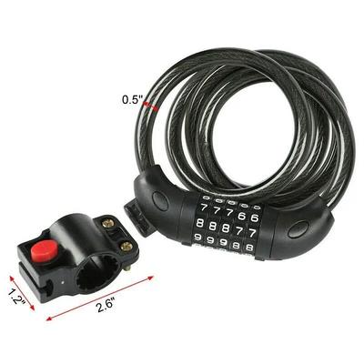 Bike Lock 5 Digit Code Combination Bicycle Security Lock Steel Cable Spiral Bike Cycling Bicycle Lock 120cm Chain Padlock 12mm