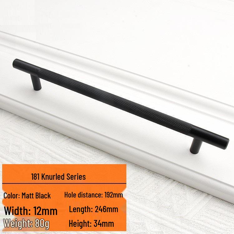 Modern Minimalist Gold and Black Knurled Aluminum Drawer Pull Handle