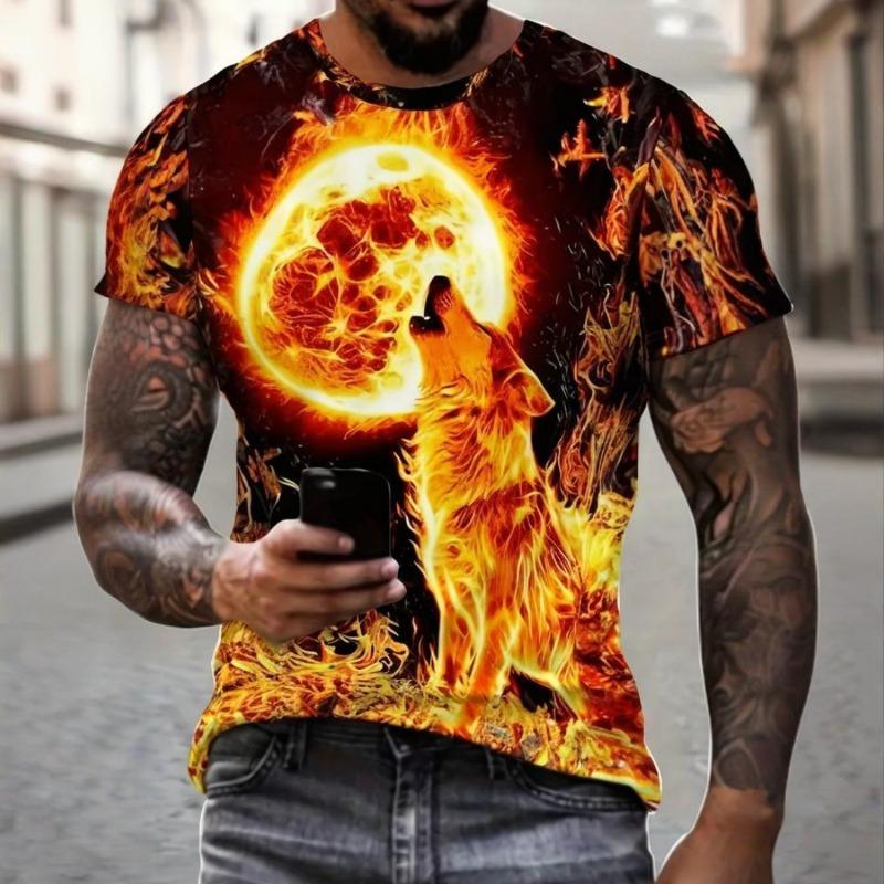 3D digital animal print pattern T-shirt short sleeved