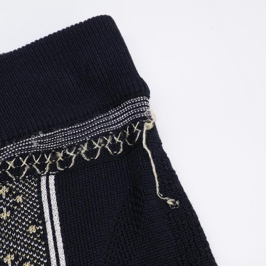 Mame Kurogouchi Jacquard Knit Slit Flare Easy Pants Bottoms 2 NavyUsed