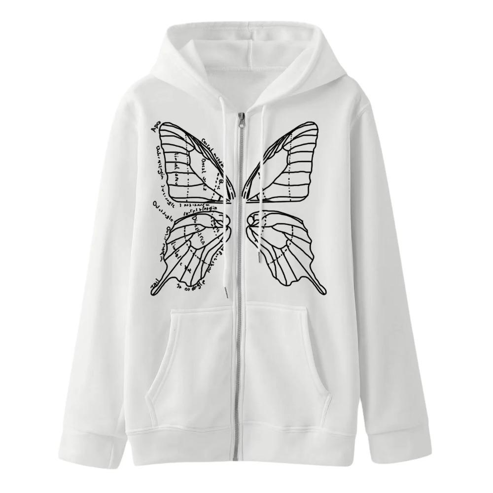 Hot Sale Of The Season Personalized Butterfly Print Zipper Hoodie Unisex Loose Outerwear Trendy Sweatshirt for Autumn Couples Co