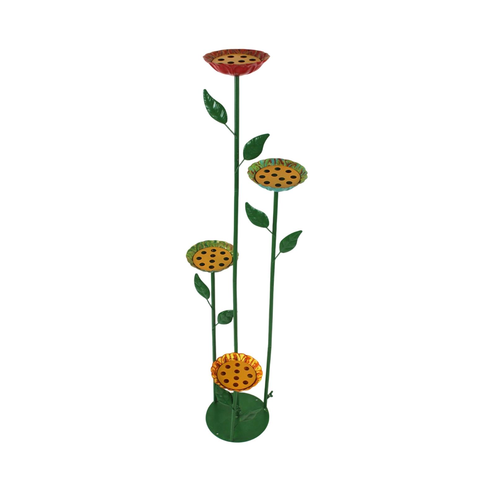 

Outdoor Metal Bird Feeder Stand with Creative Flower Plate Design Multi-Tiered Bird Bath Holder Garden Yard Decorative Bird Feeding Station One Size