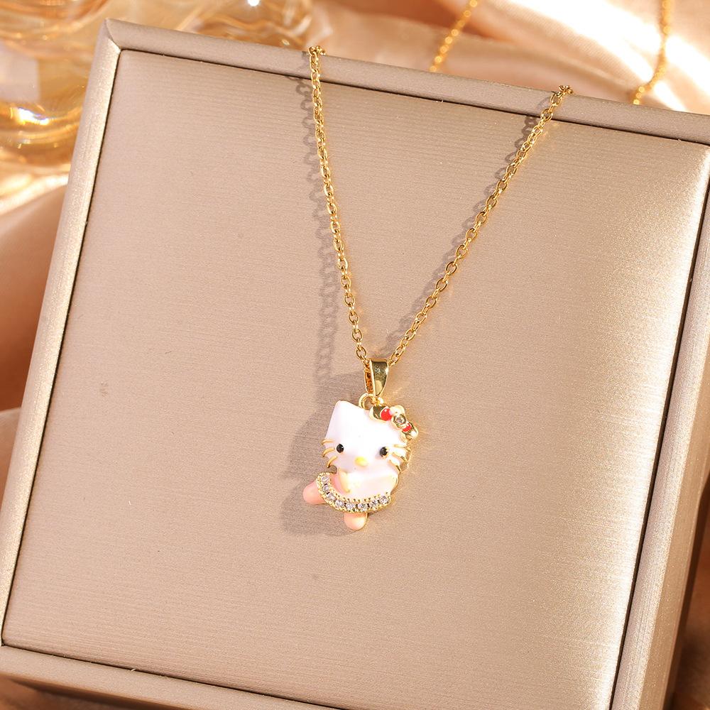 Four Leaf Clover Pendant Necklace For Women Fashionable Zircon Crystal Adjustable Chain Delicate And Versatile Jewelry