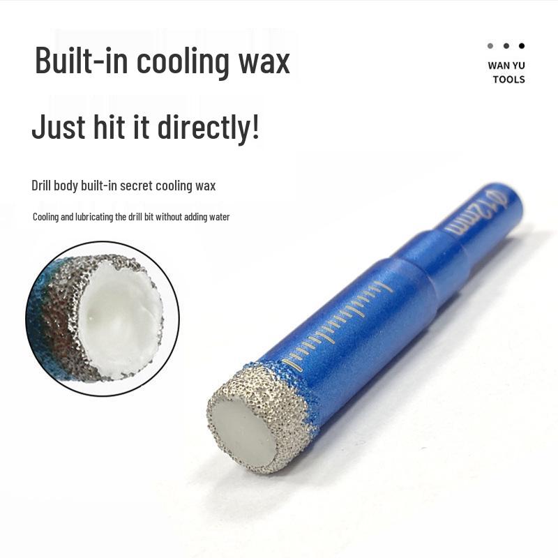 Multi-functional Diamond Drill Bit for Marble, Tile, and Glass - Round Handle, Brazed Dry Drilling