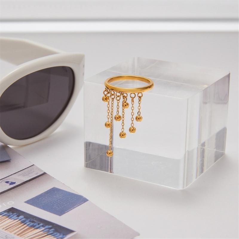 Stylish Floral Pendant Tassels Rings With Freshwater Pearls Stainless Steel Fashion Jewelry For Women