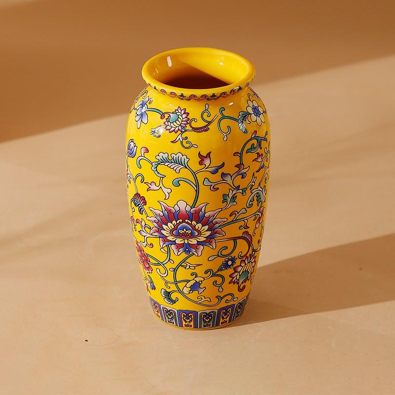 Small Ceramic Vase for  Handmade Elegant Vintage Chinese Painting  Enamel Glazed Porcelain Decorative Vases for Office Home