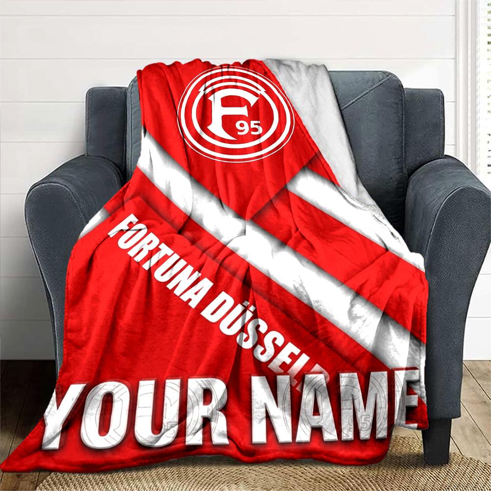 Name Custom Fortuna Düsseldorf Print Flannel Blanket High Quality Warm Comfortable Cover for All Seasons Perfect for Gifts Home Decor