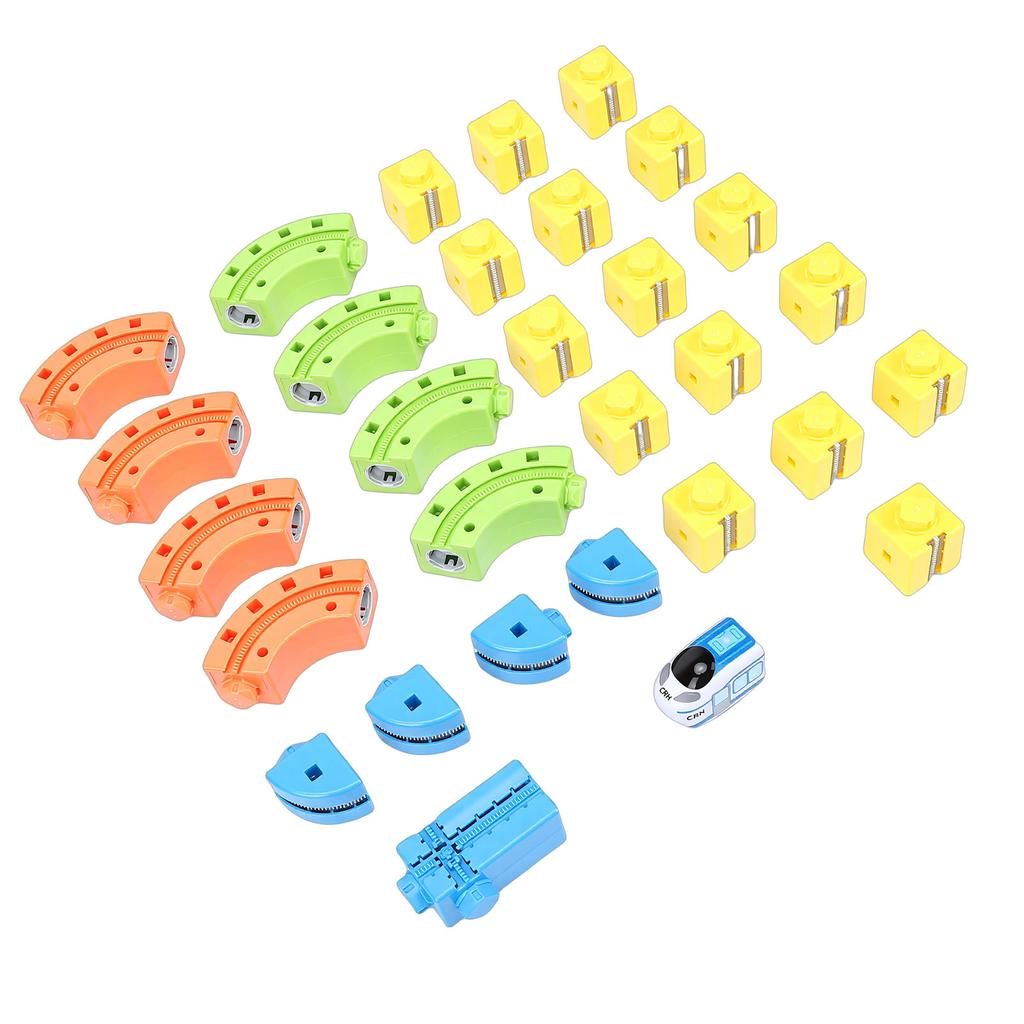 Conjunto de Trem Elétrico com 81 Peças e Pistas de Corrida 3D Fácil de Desmontar e Guardar Conjunto de Pista de Corrida para Aprendizagem STEM