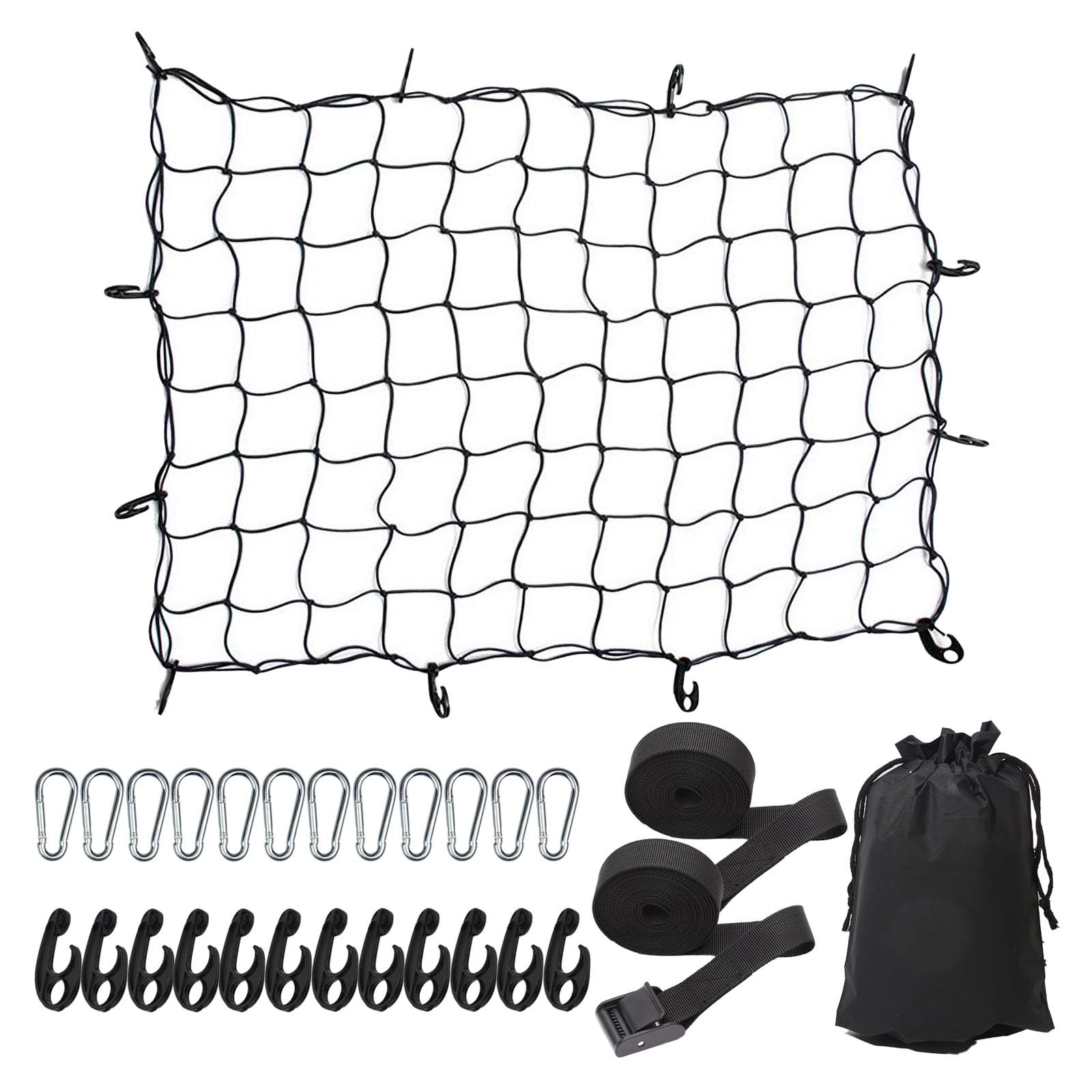 

BullBear Cargo Net, 5 Types, 28-Piece Set, Luggage Net, 35.4 x 47.2 inches (90 90x120cm чёрный
