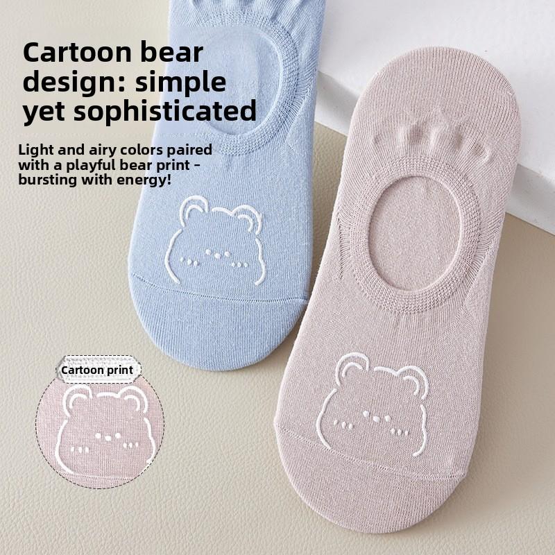 Boat Socks for Women, Summer Thin and Cute Bear Socks for Women, Shallow Invisible Socks for Women, and Short Socks for Women