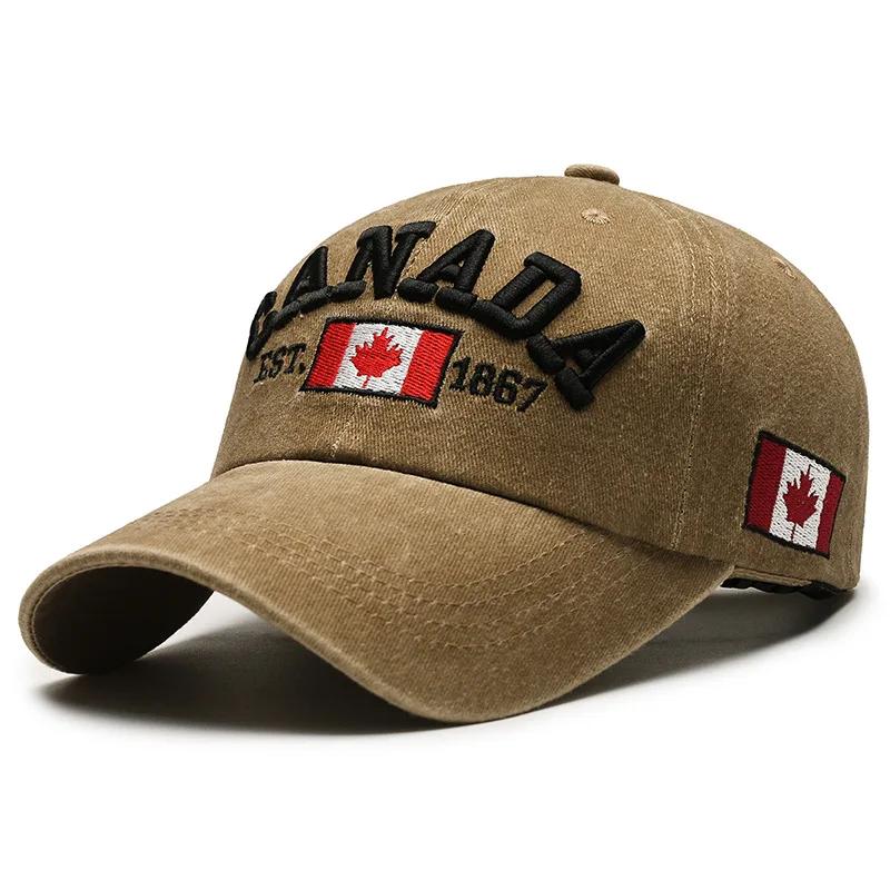 Unisex Washed Cotton Vintage Cap High Quality CANADA Letter Embroidery Baseball Cap Men And Women Outdoor Sports Hats
