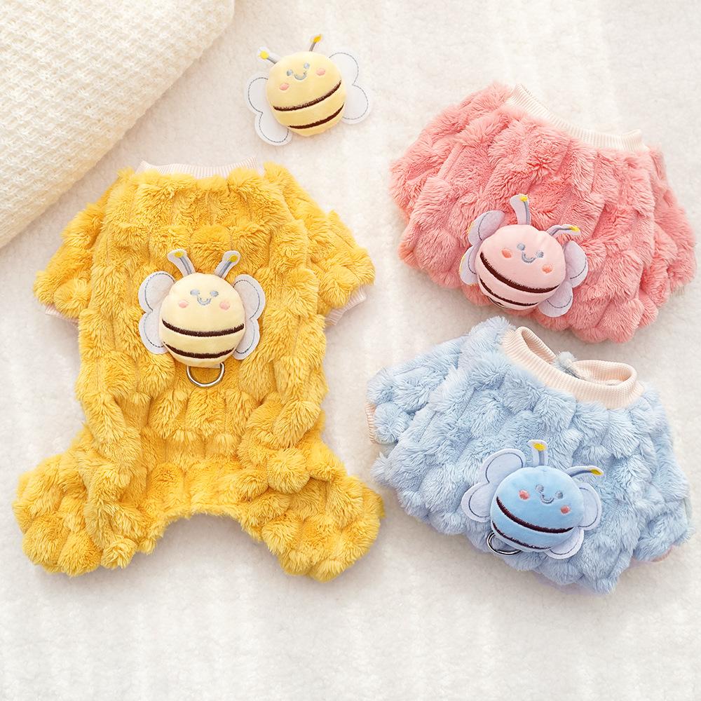 New Four-legged Plush Bee Can Lead Pets, Dogs, Cats, Clothing Supplies, Autumn and Winter Warm Thickened Teddy