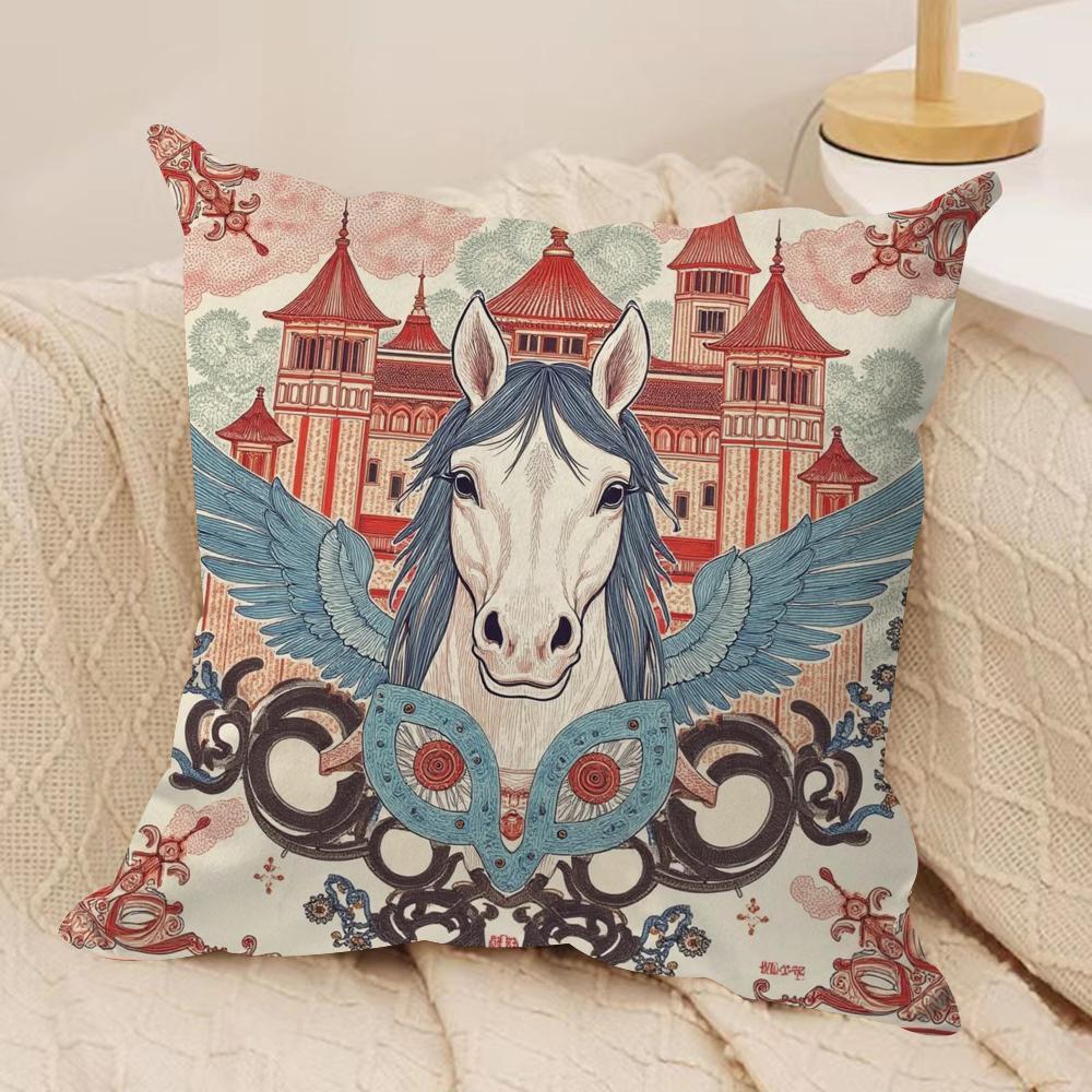 Luxury Dream Pegasus Cushion Cover Silky Short Plush DoubleSided Printed Pillow Case for Sofa All Seasons Home Decor Gift