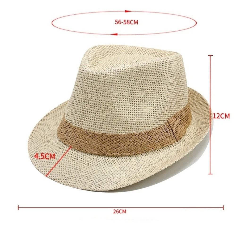 Solid Color Jazz Hat Woven Stripe Panama Cap New Sunshade Hat  Men Women