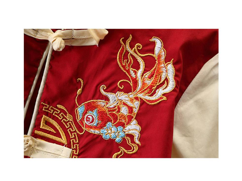 Chinese Style Summer Hanfu Set: Baby Boy's 1st Birthday Retro Short-Sleeved Tang Suit