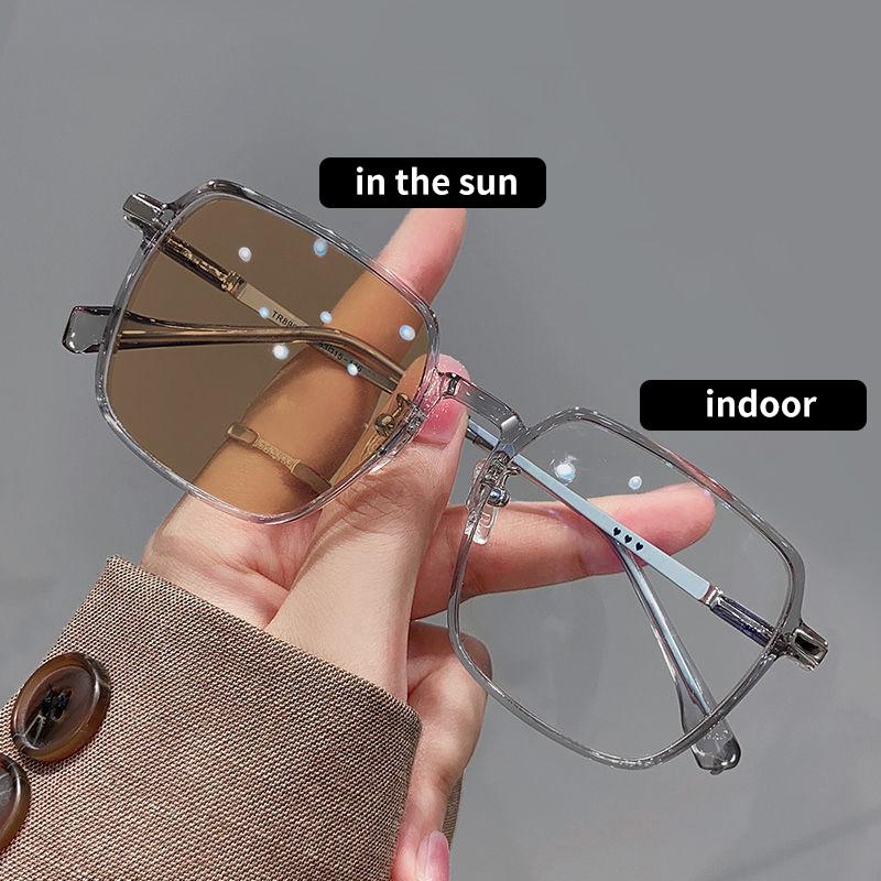 Ultralekkie Kwadratowe Pochromiczne Okulary Dla Kobiet Mężczyzn Vintage Zmieniające Kolor Okulary Przeciwsłoneczne Do Herbaty Okulary