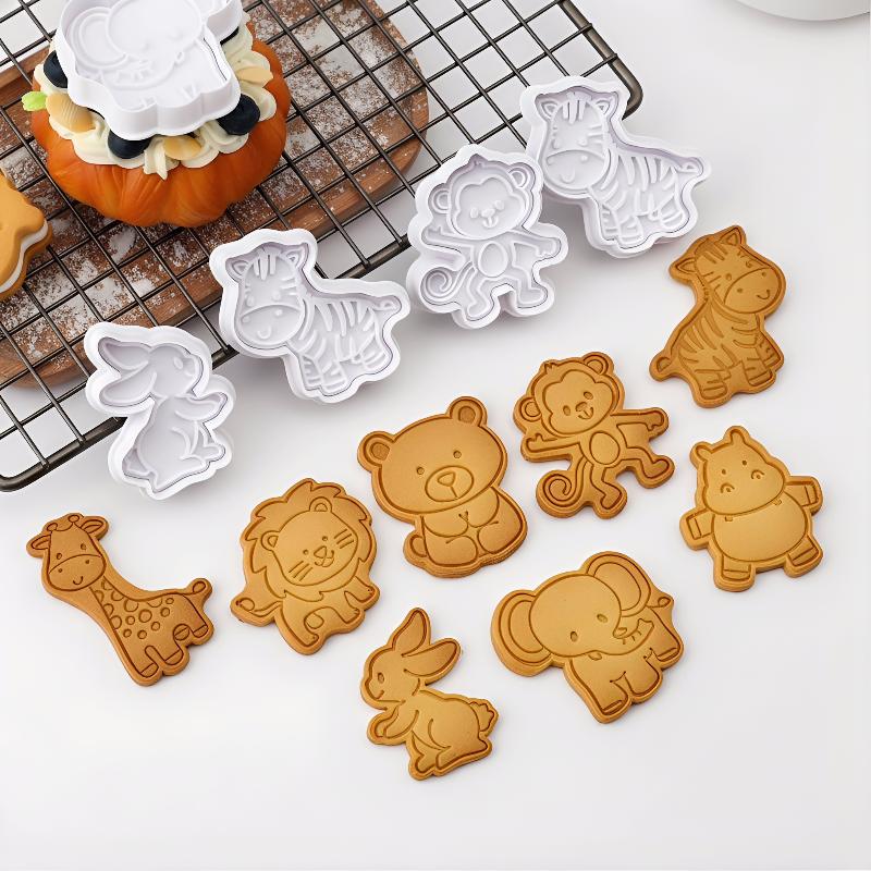 4 Pcs/Set Animal Plastic Biscuit Mold Diy Kitchen Cake Decorating Tools Cookie Cutter Stamp Fondant Embosser Die