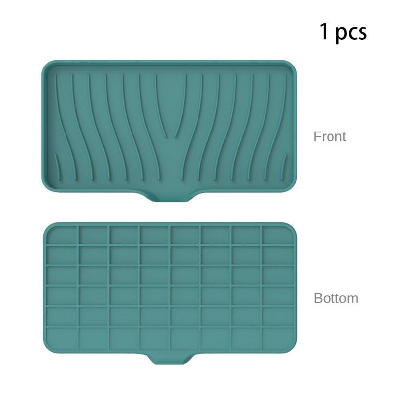 Self Draining Soap Bar Holder Silicone Kitchen Sink Soap Dish Sponge Tray Counter Caddy Organizer for Dish Soap Dispenser