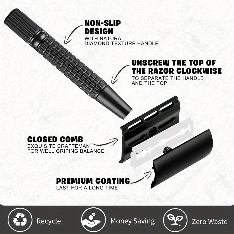 Men's Double Edge Beard Shaving Razor - Traditional Classic Safety Razor for Barber Styling Accessories Hair Grooming Kit