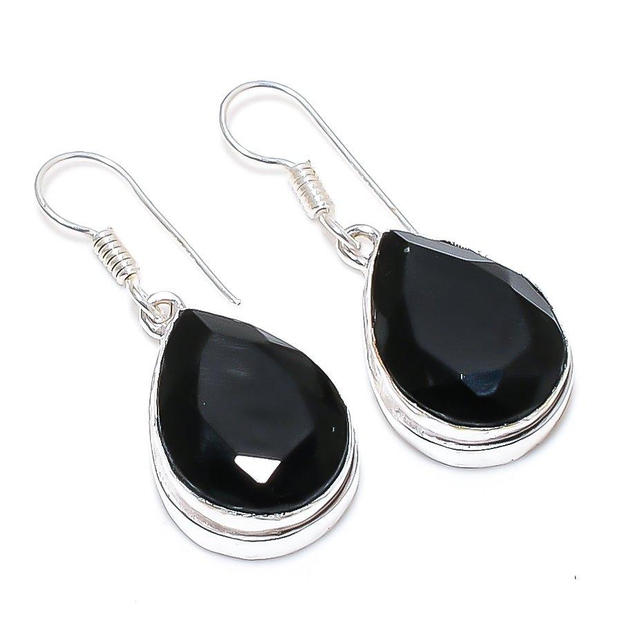 

Black Spinel Gemstone Handmade Ethnic Jewelry Earring 1.46 SR-8133