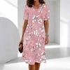 Moda Donna Graziosi Bellissimi Abiti Casual Estivi Primaverili a Manica Corta con Scollo a O e Stampa Floreale