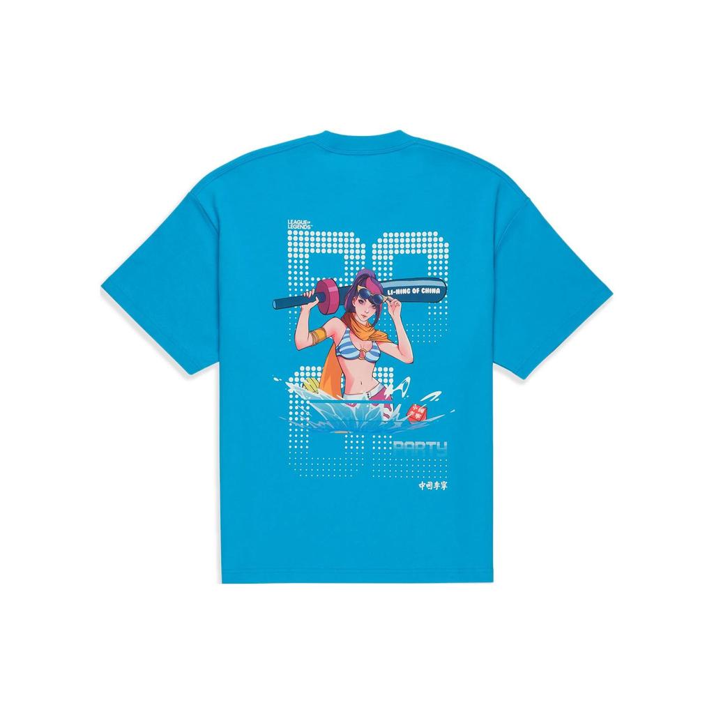 Li Ning Short Sleeved T Shirts Unisex Glossy Finish Blue AHST865-2