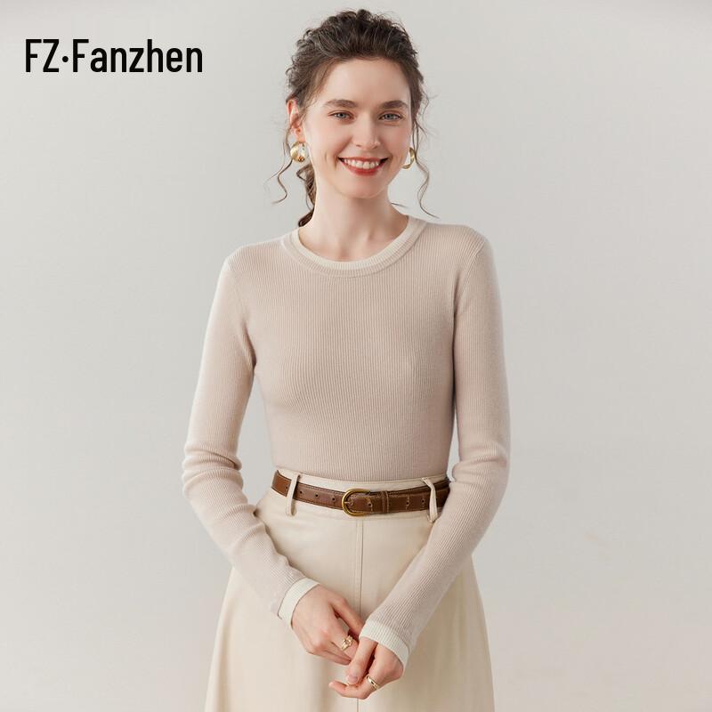 Fanzhen Women's Slim-Fit Round Neck Cashmere Sweater