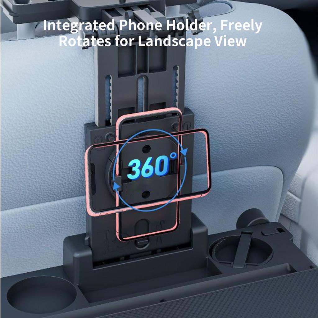 Car Seat Table High Load-bearing Foldable Adjustable Back Headrest Seat Eating Food Trays For Trailer RV Truck Automotive Pickup