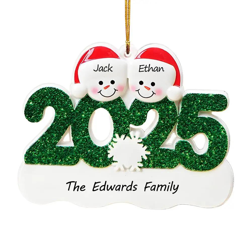 Creative Christmas Resin Pendant 2025 Family Christmas Decoration Gift Snowman Christmas Tree I6D4