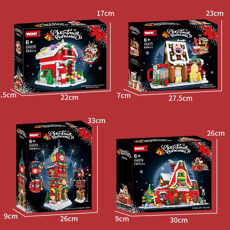Compatible With Lego Christmas Building Block Series Gingerbread Man Candy House Castle With Lights Holiday Gifts For Boys And Girls