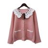 Splicing Lace Imitation Mink Fleece Sweater Jacket for Women's Autumn and Winter New Sweet Age-reducing Knitted Cardigan for Women