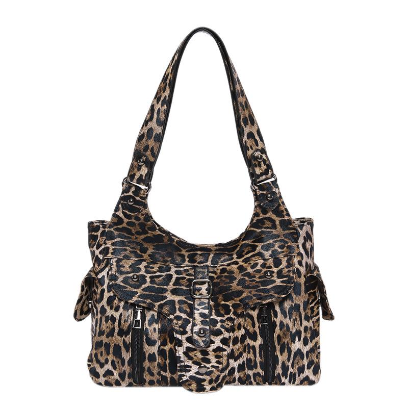 

Модная сумка-тоут большой вместимости с леопардовым принтом, женская новая сумка через плечо для поездок на работу, ретро сумка-тоут с текстурой ПУ жёлтый