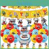 Tea Cup Head Themed Party Set Scene Decorations With Flags Cake Toppers Balloons And Swirls