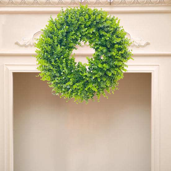 35/40/45/50/55CM Artificial Boxwood Wreath Indoor Outdoor Front Door Wall Hanging Fake Greenery