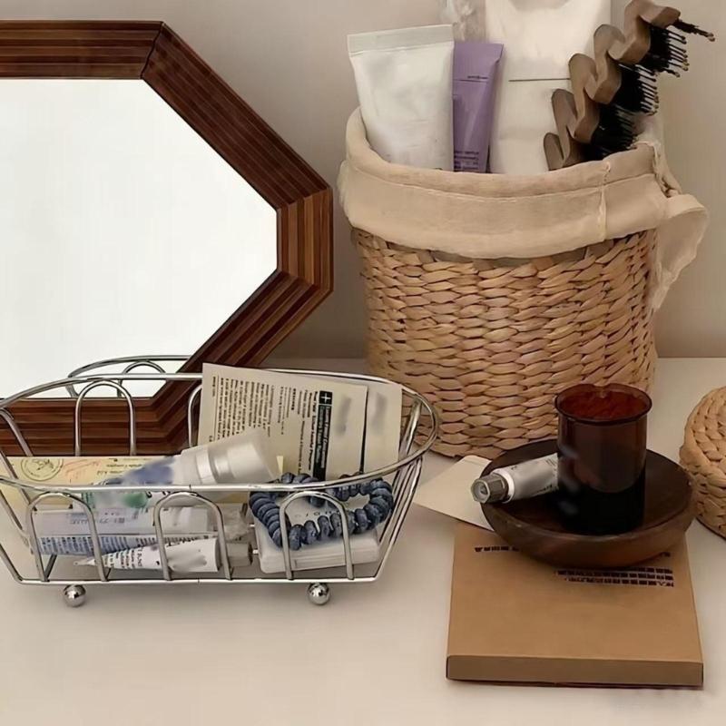 Multifunctional Decorative Metal Wire Basket For Kitchen Countertop Desk Organizer And Fruit Vegetable Drainer