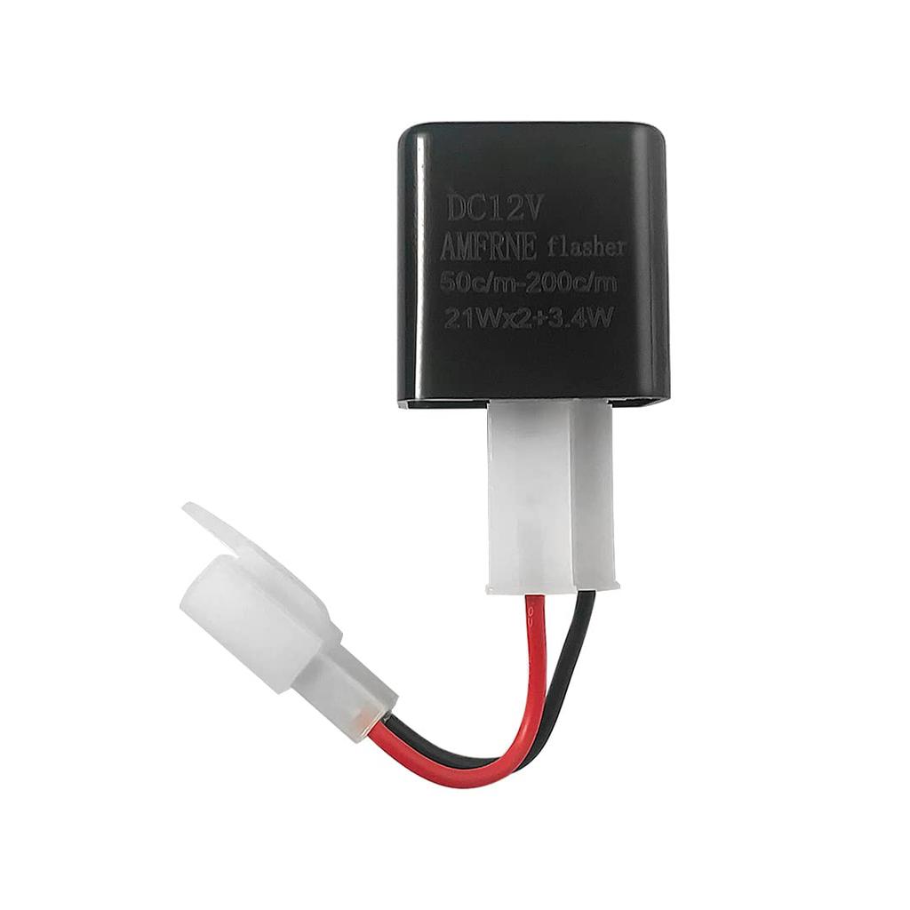 AMFRNE Adjustable 2-Pin Electronic LED Flasher Relay for Motorcycles Fix Turn Signal Hyper Flash, 2 Pin Adjustable Flash Rate Flasher Relay Wiring